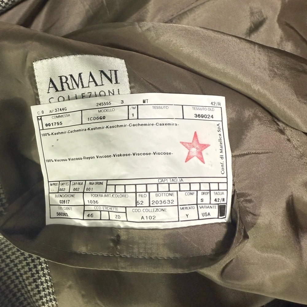 Armani Collezioni Tan Plaid Blazer Size 42R